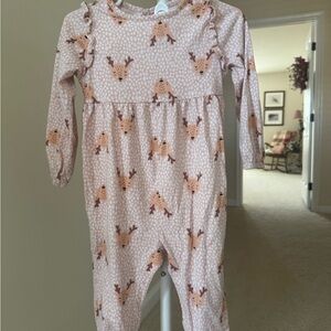 Old Navy Pink toddler Onesie with Reindeer Design